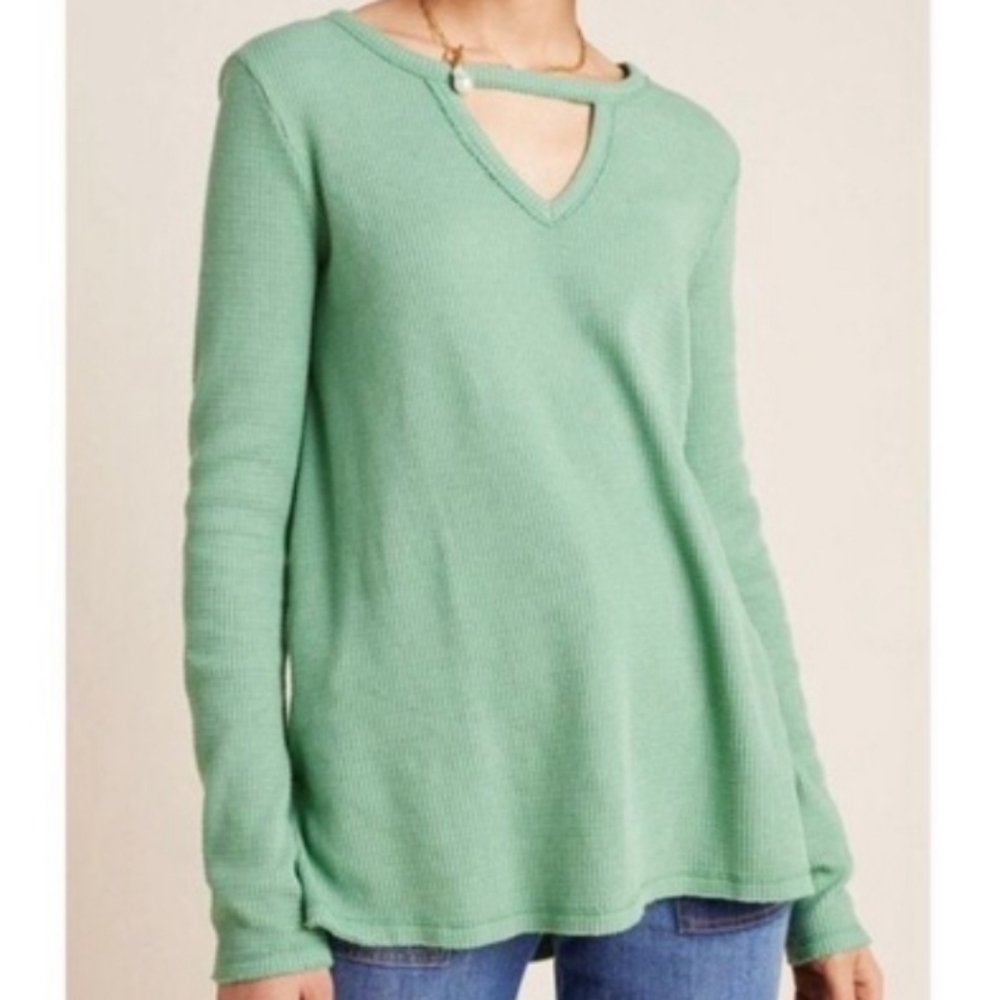 Anthro T.La Nadia Cut-Out Waffle Tunic Sz S